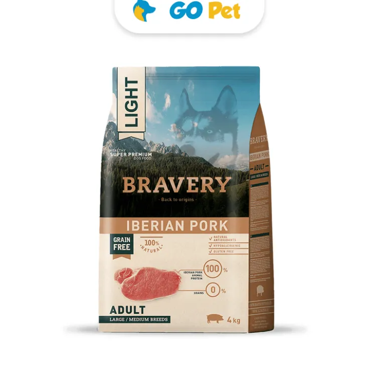 Bravery Light Iberian Pork Adult Large/Medium breed - Adulto Cerdo Ibérico Light Raza Mediana/Grande 4 kg