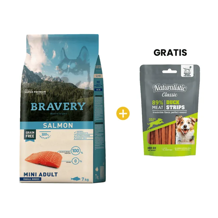 Bravery Salmon Mini Adult Small Breeds - Adulto Salmón Raza Pequeña y Mini 7 kg