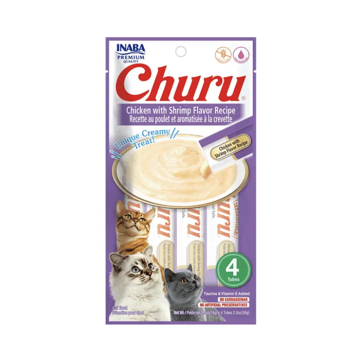 Churu Cat Chicken With Shrimp Flavor Recipe - Sabor Pollo y Camarón 14 gr x 4 Tubos
