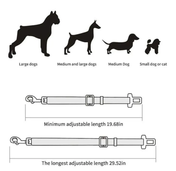 Sin Marca Cinturón De Seguridad Ajustable Para Mascotas Color Negro