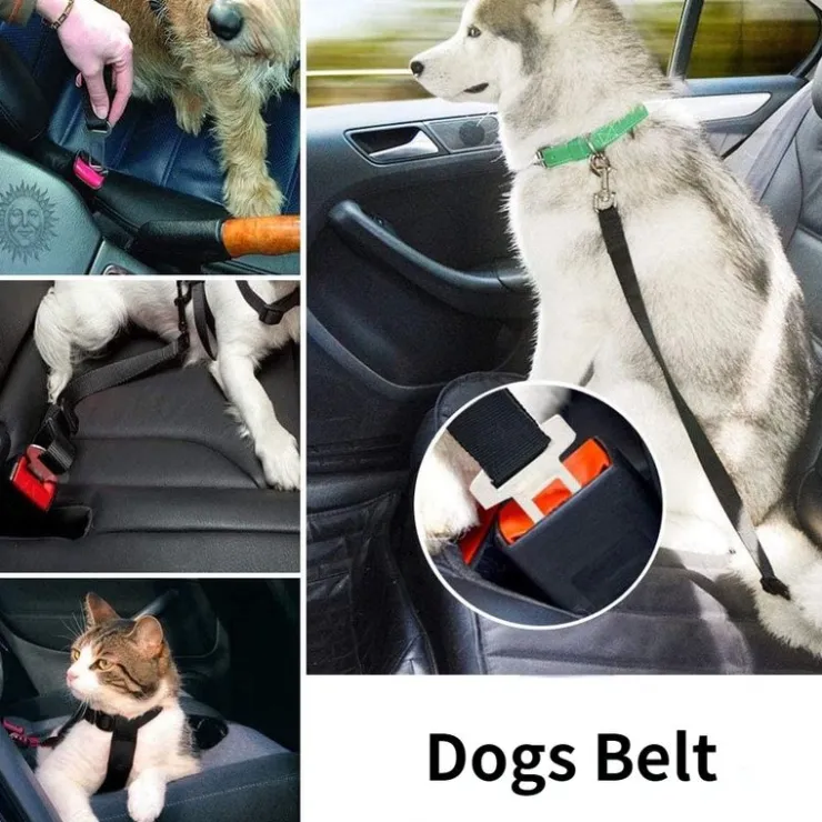 Sin Marca Cinturón De Seguridad Ajustable Para Mascotas Color Rosa