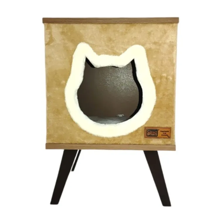 Claws & Paws Mueble Gatuno con Forro de Peluche - Tonalidad Beige
