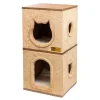 Claws & Paws Mueble Gatuno 2 Niveles (40x40x80 cm) - Tonalidad Beige