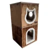 Claws & Paws Mueble Gatuno 2 Niveles (40x40x80 cm) - Tonalidad Camello Oscuro