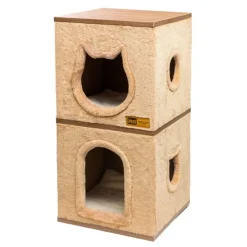 Claws & Paws Mueble Gatuno 2 Niveles (40x40x80 cm) - Tonalidad Beige
