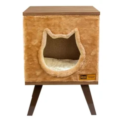 Claws & Paws Mueble Gatuno con Forro de Peluche - Tonalidad Camello