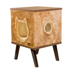Claws & Paws Mueble Gatuno con Forro de Peluche - Tonalidad Beige