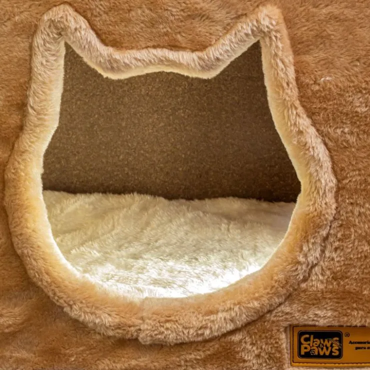 Claws & Paws Mueble Gatuno con Forro de Peluche - Tonalidad Beige