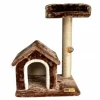 Claws & Paws Rascador de 2 Pisos + 1 Casa Chica Color camello 42 x 39 x 69 cms