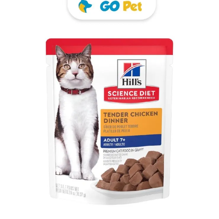 HILLS SD Feline Adult 7+ Tender Chicken Dinner Pouch 79.39 Gr - Adulto Mayor - Pollo