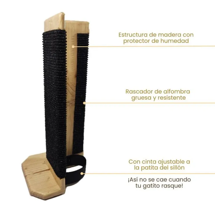Inca Miau Rascador de Madera Para Sillones Miel