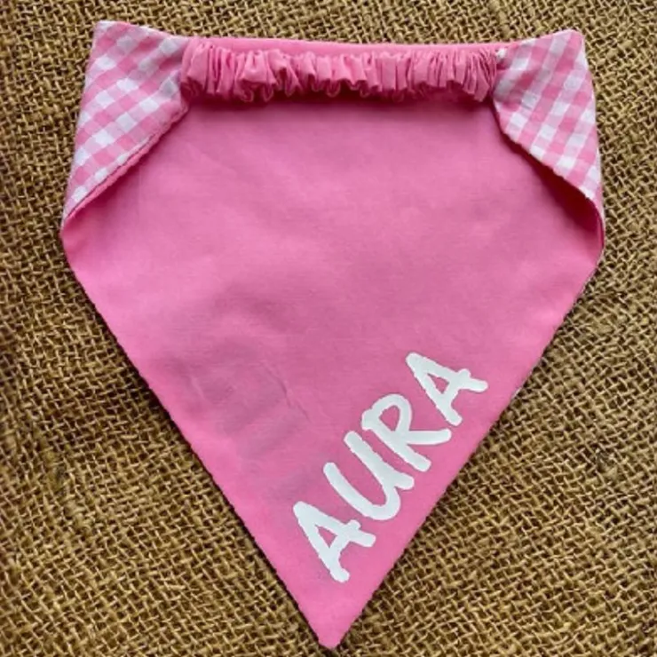 La Plaquita Bandana Personalizable Reversible Rosada + Colette