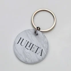La Plaquita Placa de Identificacion Personalizada Marmol Blanco - Coleccion Naturals