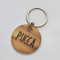 La Plaquita Placa de Identificacion Personalizada Madera Clara - Coleccion Naturals