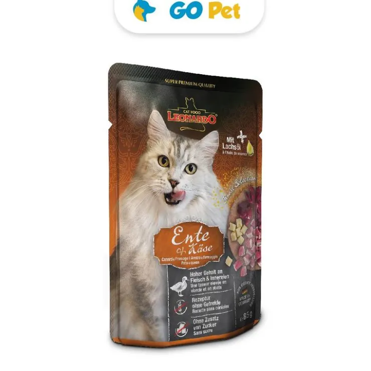 LEONARDO Pato y Queso Pouch 85 Gr - Gato Adulto