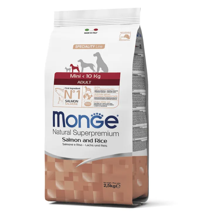 MONGE Adult Mini - Adulto Mini Salmon y Arroz 2.5 kg
