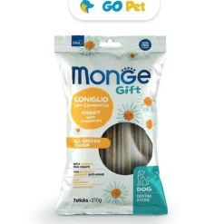 MONGE Gift Dental Sticks All Breeds Senior Dog 210 Gr - Antiedad - Conejo con Manzanilla - Adulto Mayor