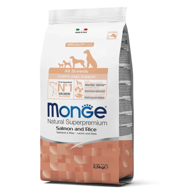 MONGE Puppy All Breeds - Cachorro Todas las Razas Salmón y Arroz 2.5 Kg