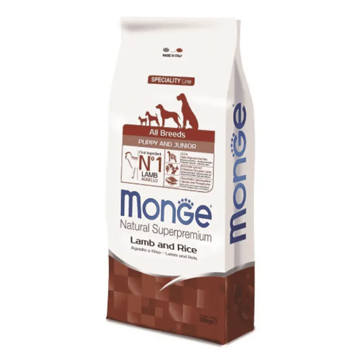 MONGE Puppy All Breeds - Cachorro Todas las Razas Cordero y Arroz 12 Kg