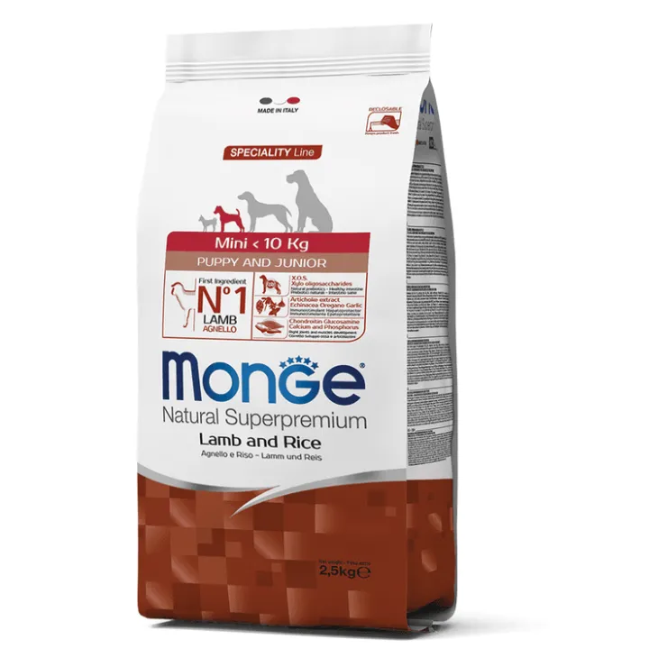 MONGE Puppy Mini - Cachorro Mini Cordero y Arroz 2.5 Kg