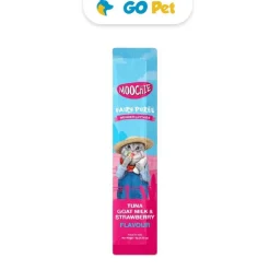 Moochie Tuna, Goat Milk & Strawberry 15 Gr x 5 Und - Snack para Gato Sabor Atún, Leche de Cabra y Fresa