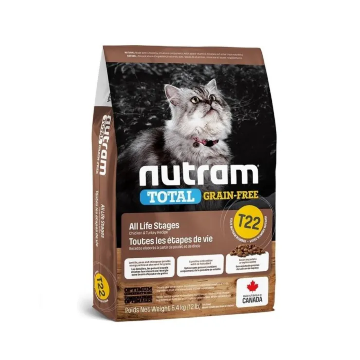 Nutram T22 Total Grain-Free Chicken & Turkey Cat 2 Kg - Libre de Grano - Pollo y Pavo