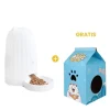 GoPet USA Qhalitech Comedero Musical Automático con Grabador de Voz + GRATIS Casa Rascador de Cartón Azul