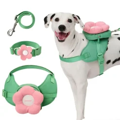 GoPet USA Qhalitech Mochila Arnes y Collar 3 en 1 Pink Rose Vetreska