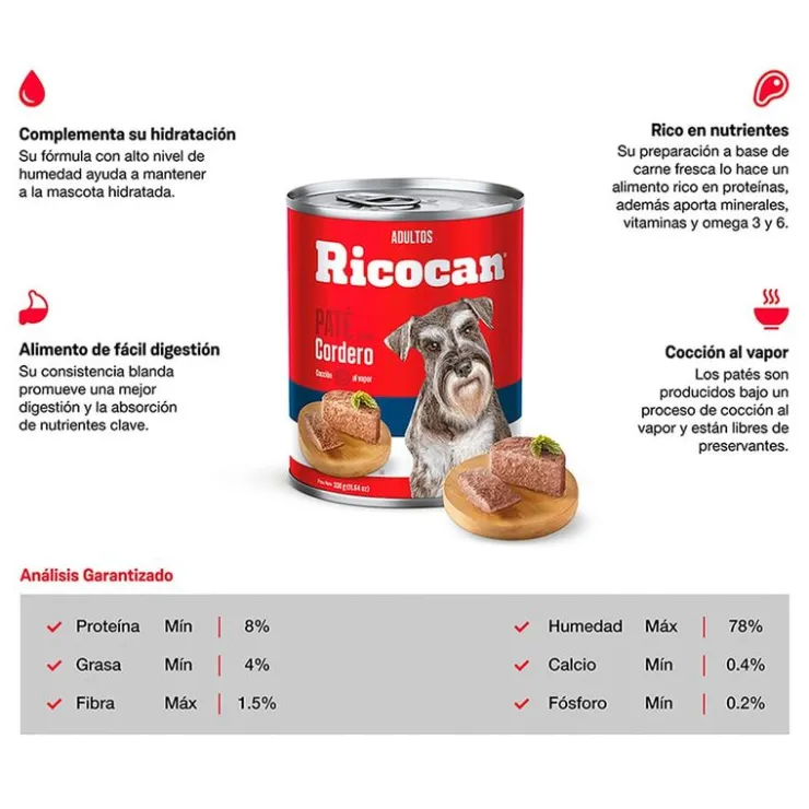 Ricocan Adulto Pate Cordero Lata 330 Gr
