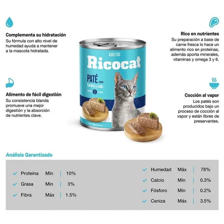 Ricocat Adulto Pate Sardina y Pollo Lata 330 Gr
