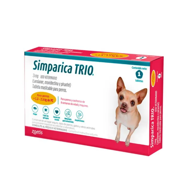 SIMPARICA TRIO (1.3 kg a 2.5 kg) x 03 Tabletas