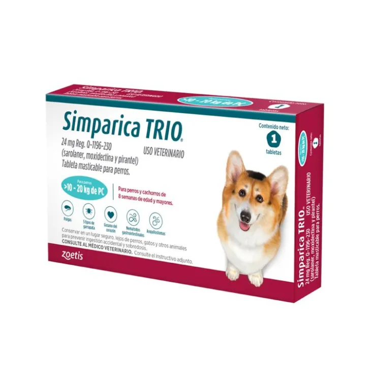 SIMPARICA TRIO (10 kg a 20 kg) x 1 Tableta Suelta