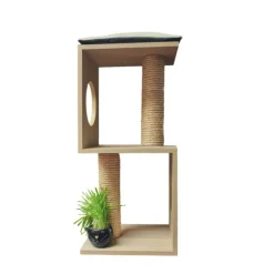 GoPet USA The Cat Design Box #1 Rascador de Madera Premium Gatos Beige