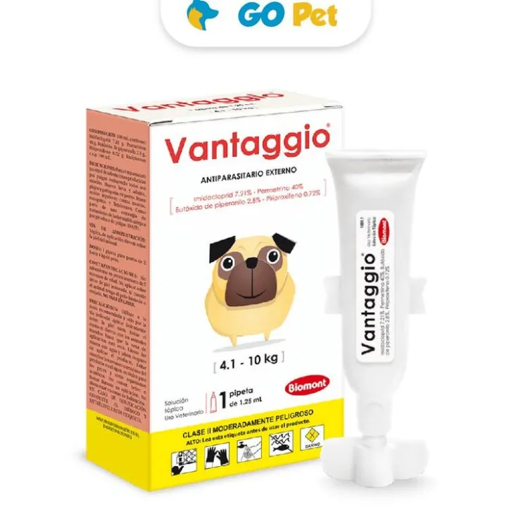 VANTAGGIO 4 a 10 Kg (1,25 Ml) x 1 Pipeta - Antipulgas para Perro