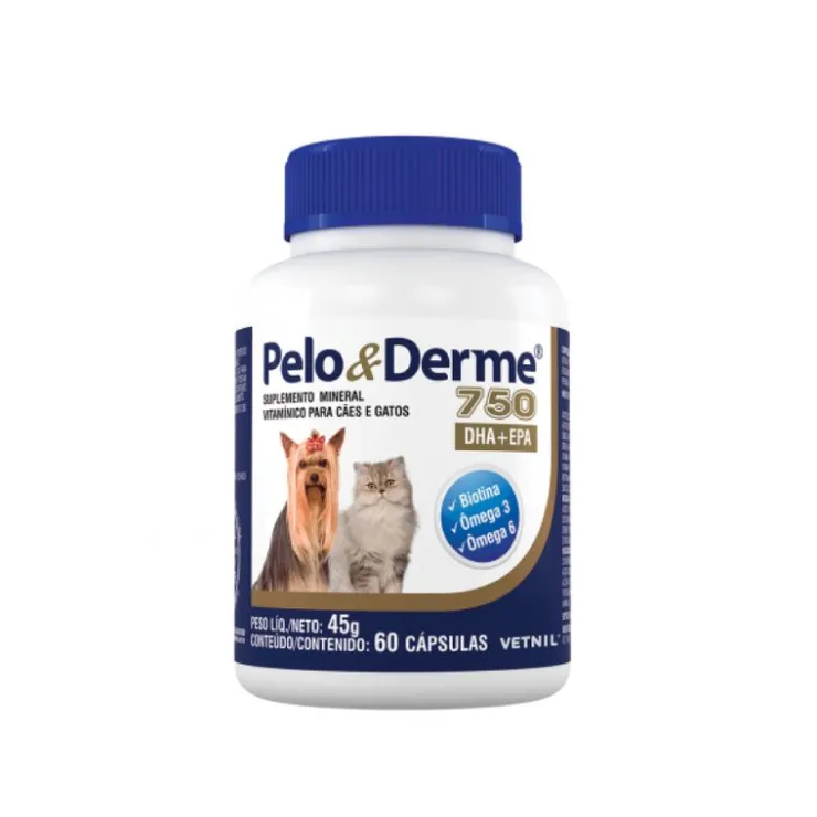 PELO&DERME Vetnil Pelo & Derme 750mg – 60 cápsulas – Gatos hasta 10kg
